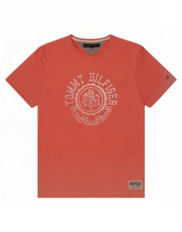 Tommy Hilfiger Camiseta masculina gráfica Top médio algodão vermelho