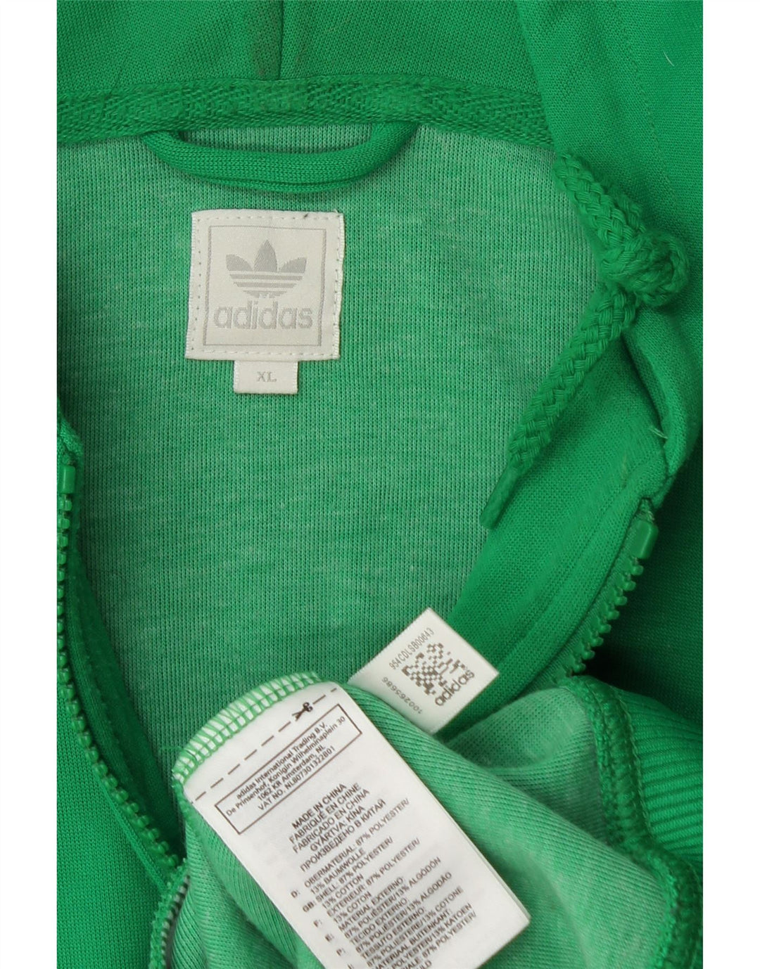 ADIDAS Mens Zip Hoodie Sweater XL Verde Algodão