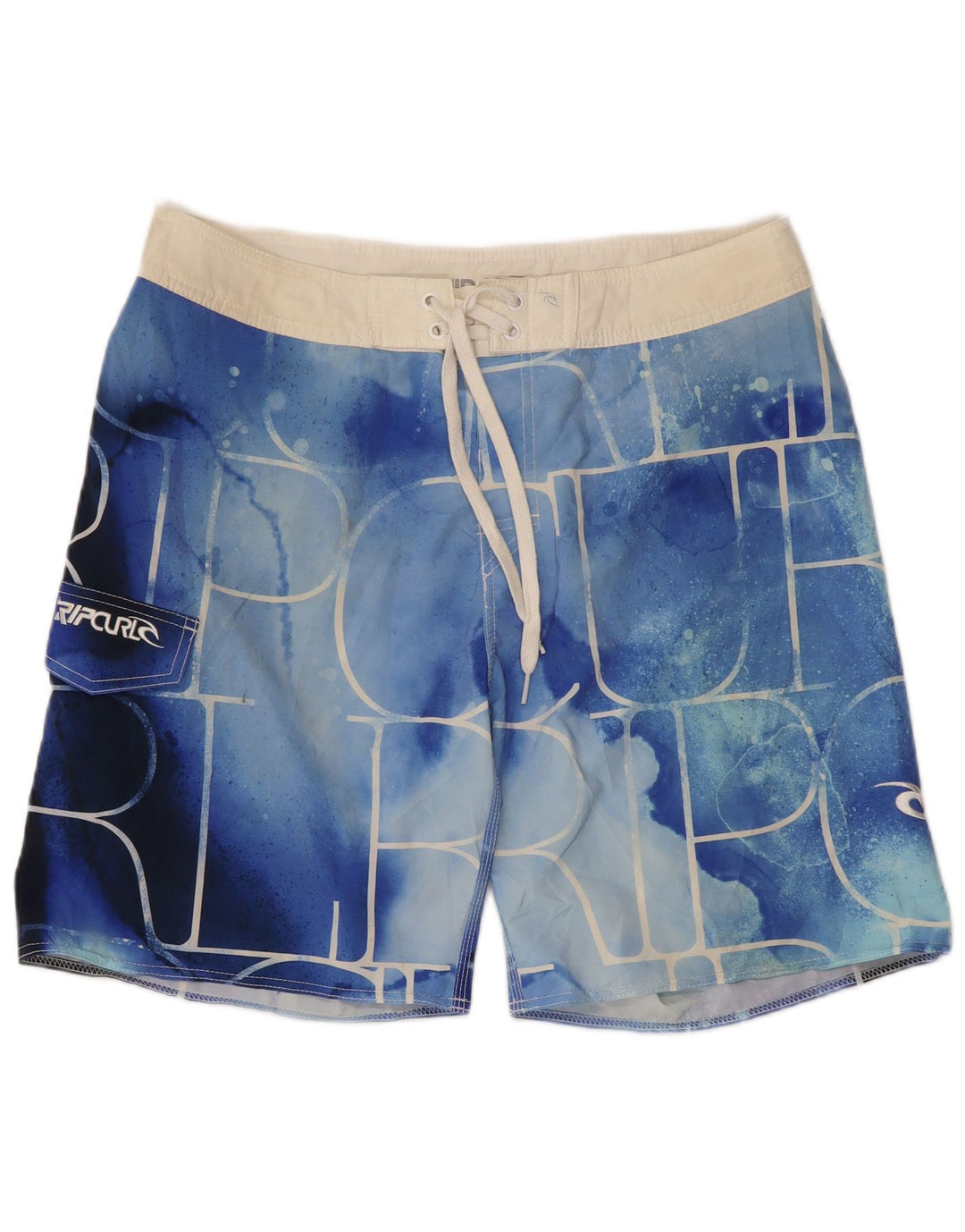 Shorts de natação masculino Rip Curl com padrão abstrato gráfico grande azul