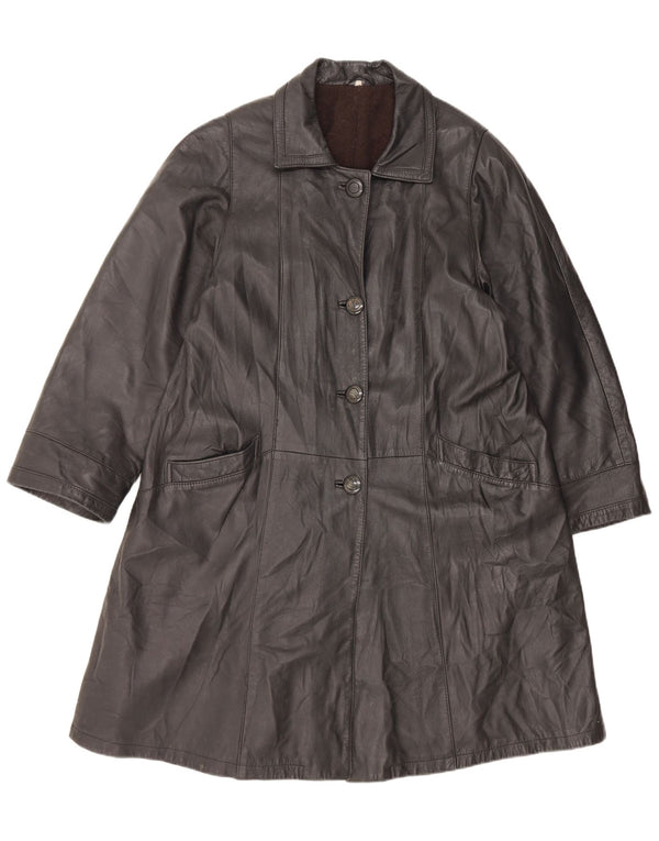Casaco de couro feminino vintage UK 16 grande preto