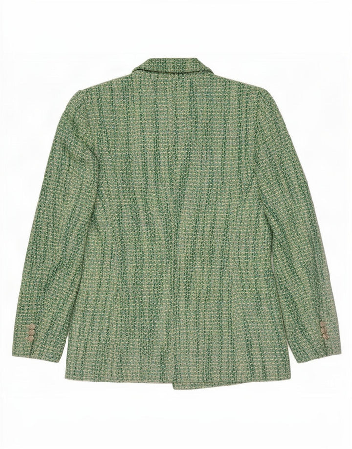 Jaqueta blazer feminina Zara com peito duplo Reino Unido 12 algodão verde médio