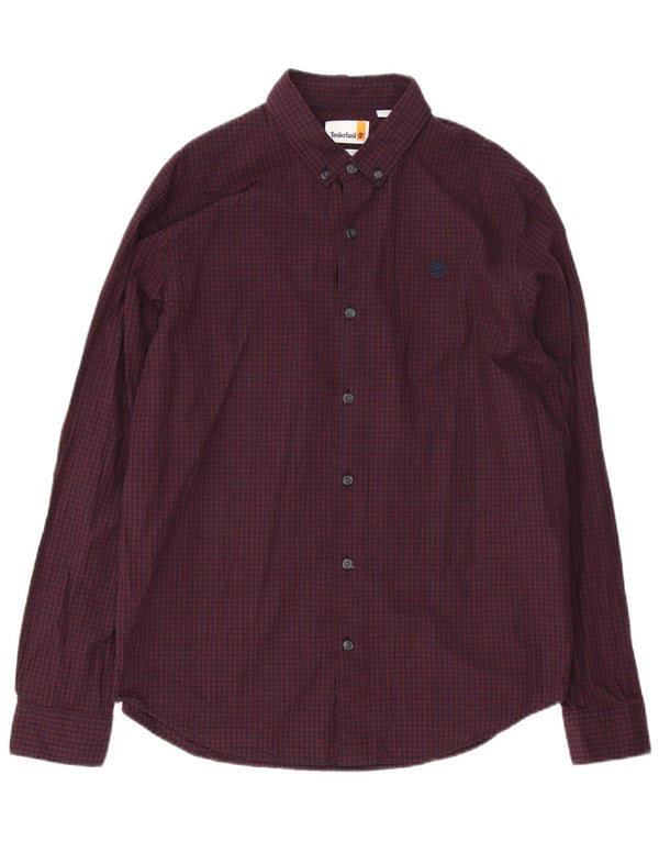 Camisa masculina regular de ajuste Timberland grande algodão gingham cor de vinho