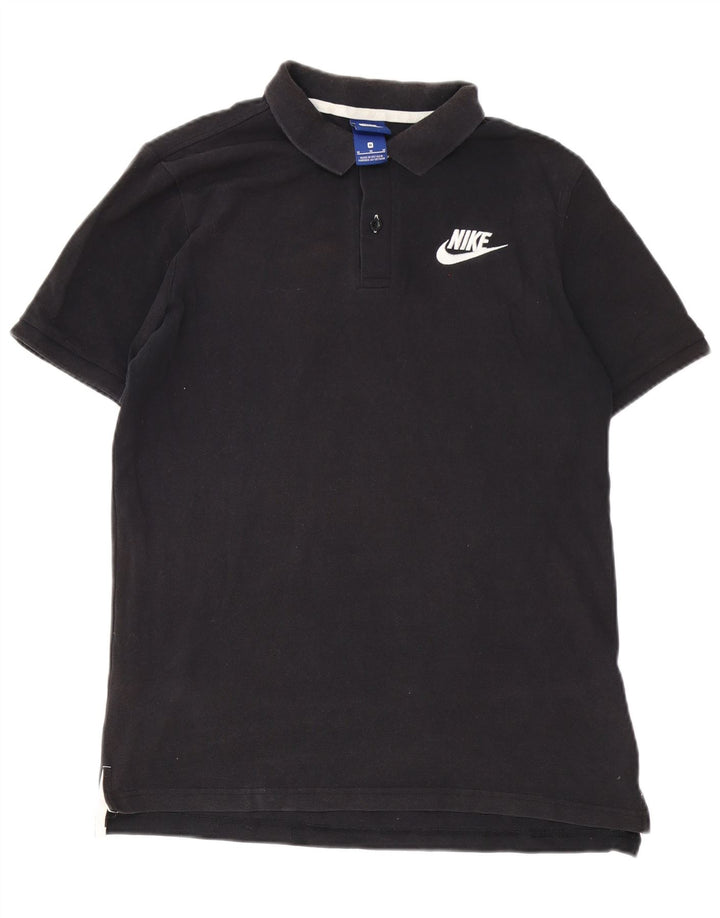 Camisa polo masculina NIKE de algodão preto médio