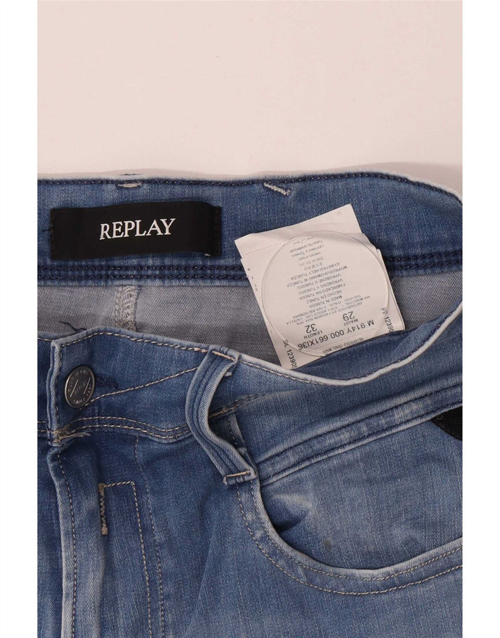 Replay Jeans Slim Feminino W29 L32 Azul Algodão