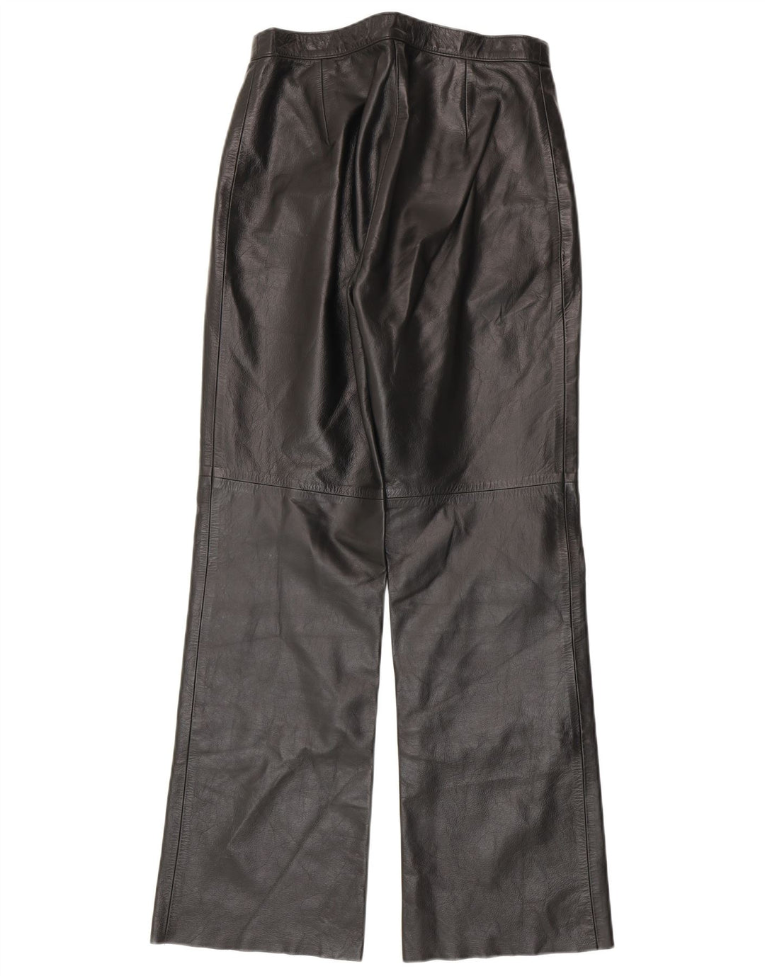 Calça feminina vintage de couro bootcut IT 44 médio W28 L30 couro preto