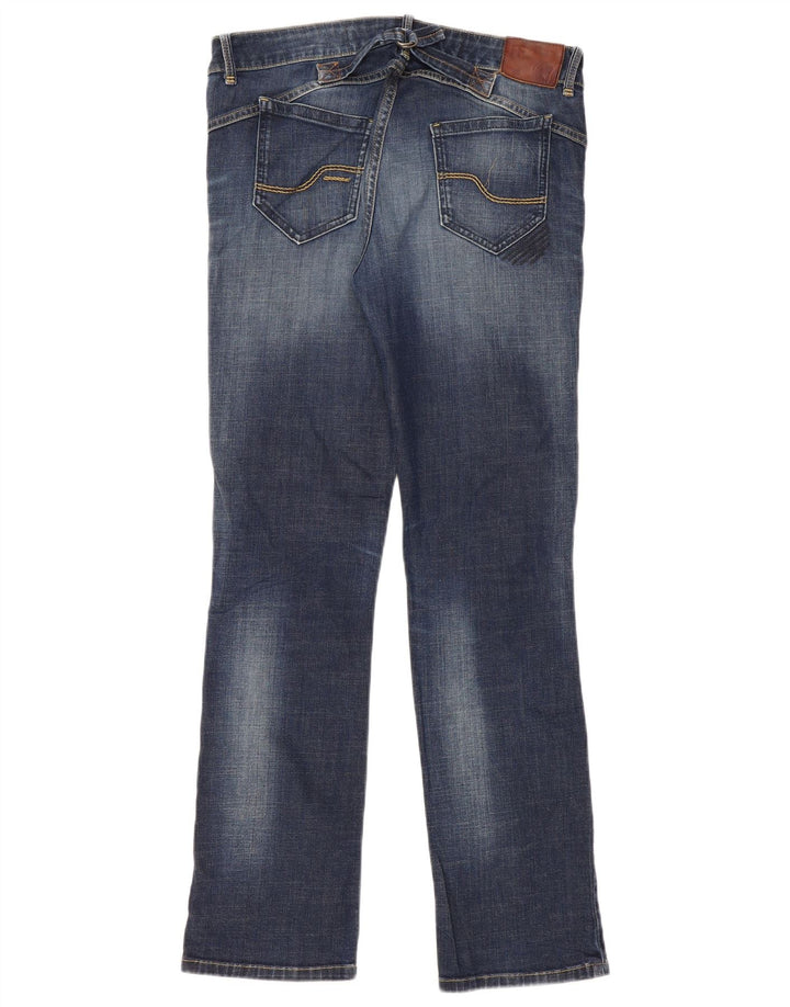 Calça jeans reta regular feminina Fat Face UK 12 médio W34 L32 algodão azul