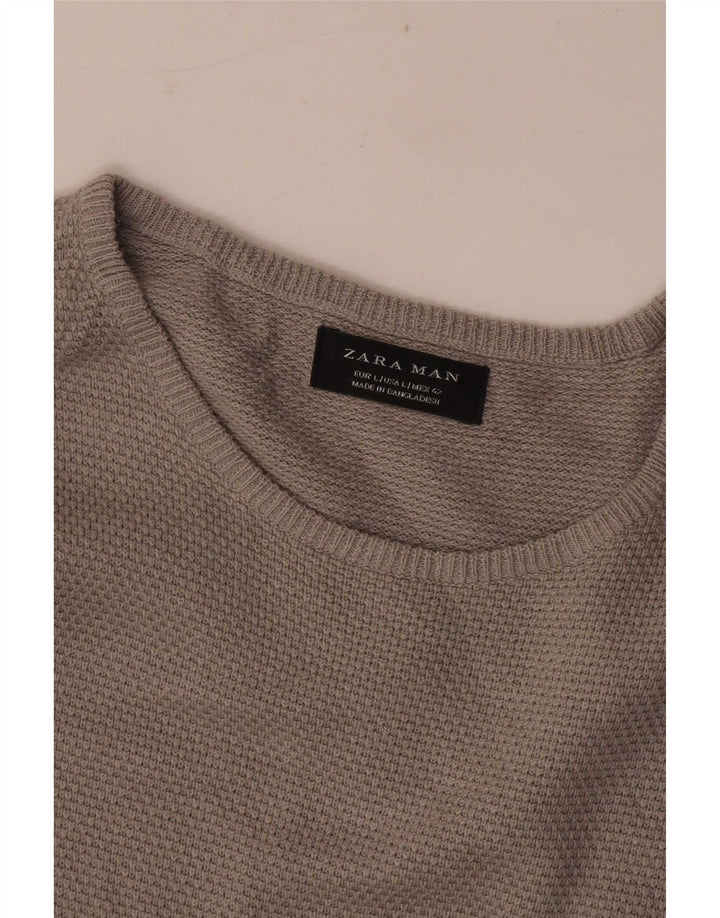 Zara Suéter masculino com gola canoa grande cinza
