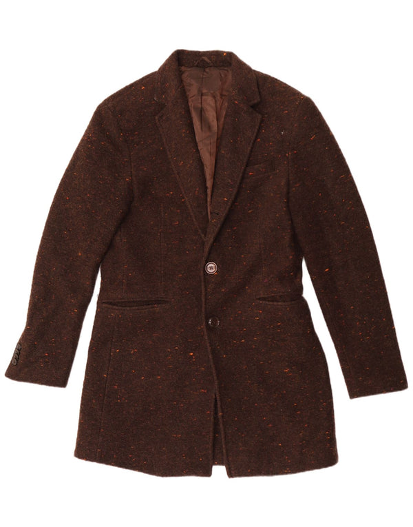 Zara Mens 2 Button Blazer Jacket UK 38 Medium Brown Flecked Wool