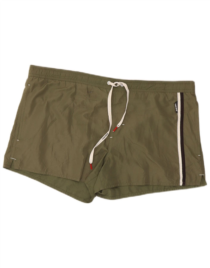 Shorts de natação masculino Diesel XL poliéster listrado cáqui