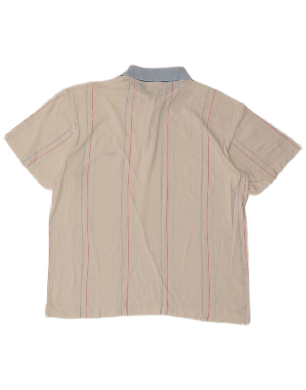Camisa polo masculina Ellesse de algodão listrado branco médio