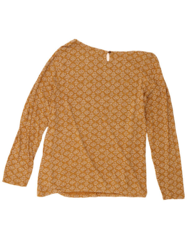 Top feminino Fat Face manga comprida UK 18 XL algodão geométrico bege