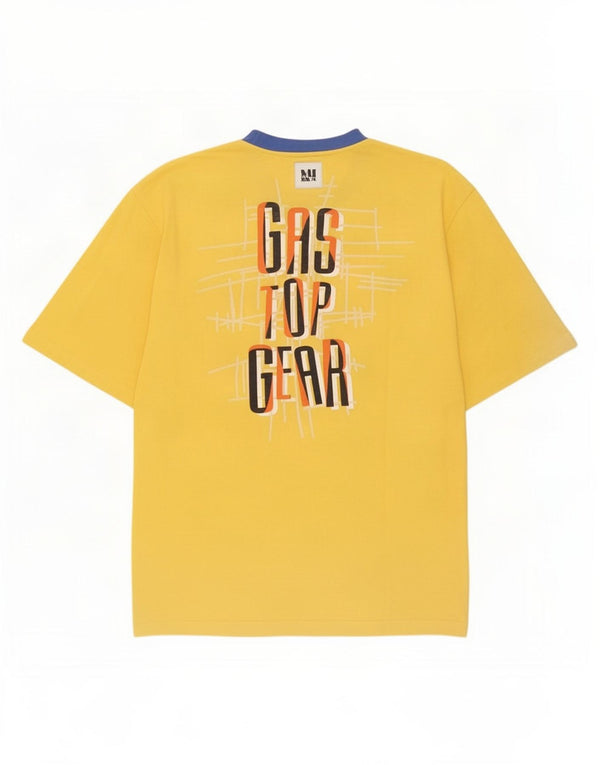 Camiseta gráfica masculina Gas Top grande algodão amarelo