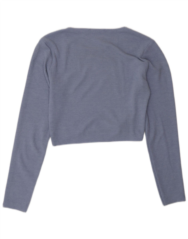 Zara Womens Crop Top UK 12 Poliéster Azul Médio