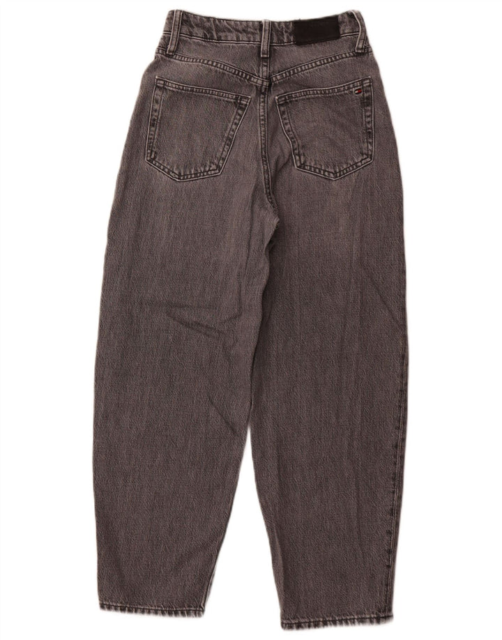 TOMMY HILFIGER Calça jeans feminina Eva cintura alta cônica W25 L25 algodão cinza