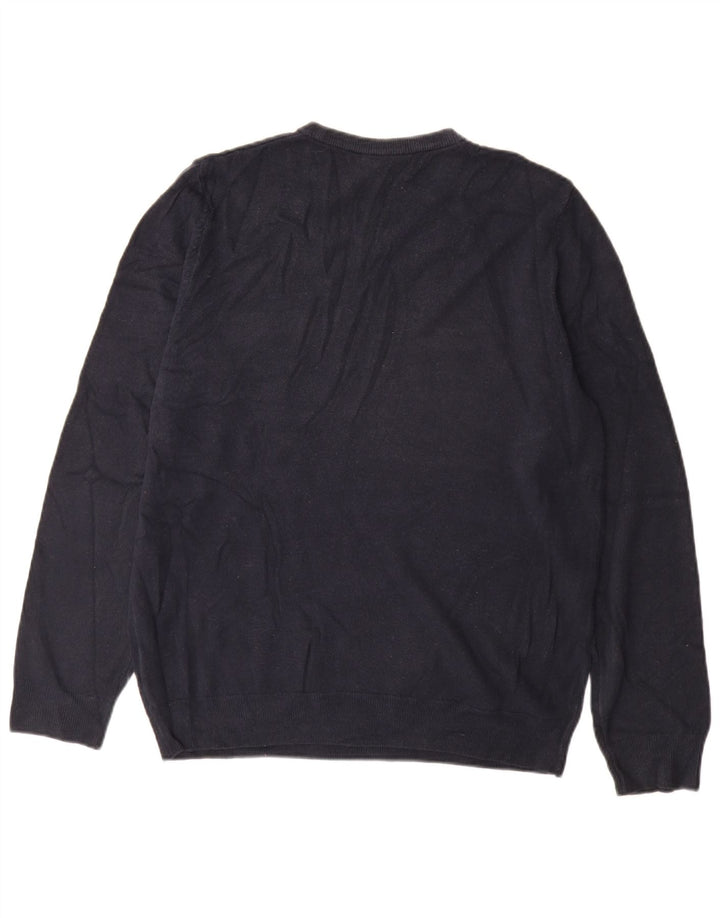 Suéter masculino Marks & Spencer com gola redonda grande acrílico azul marinho