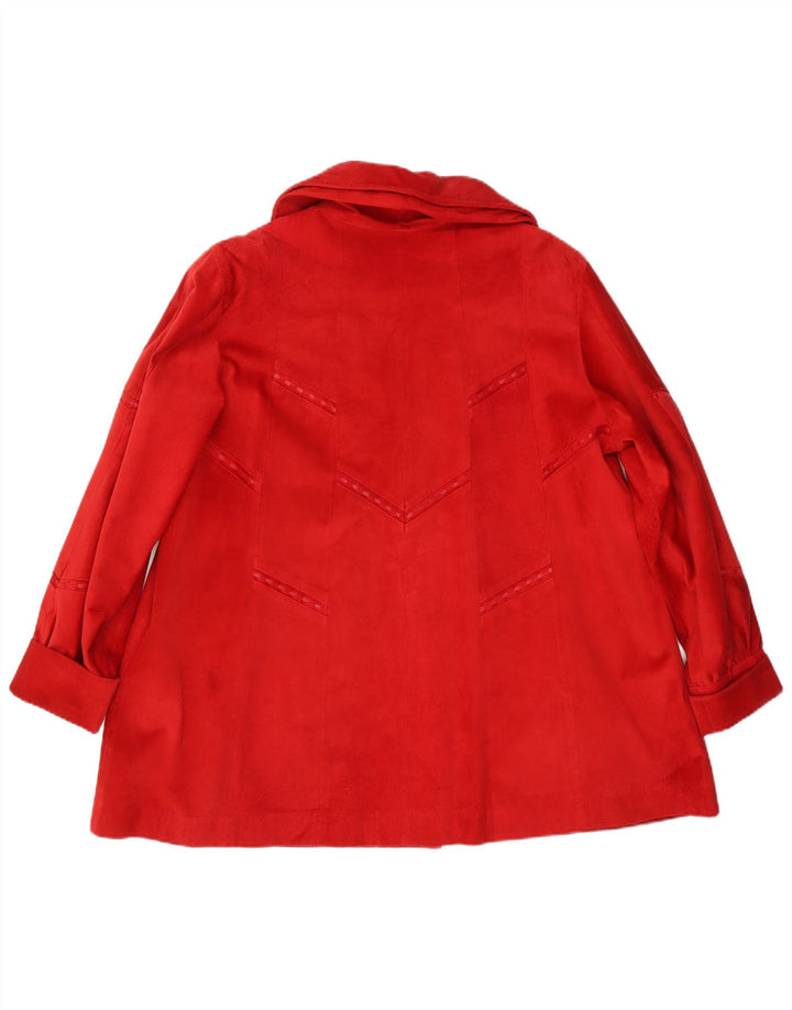Sobretudo feminino de camurça oversized AMGE EU 42 grande couro vermelho