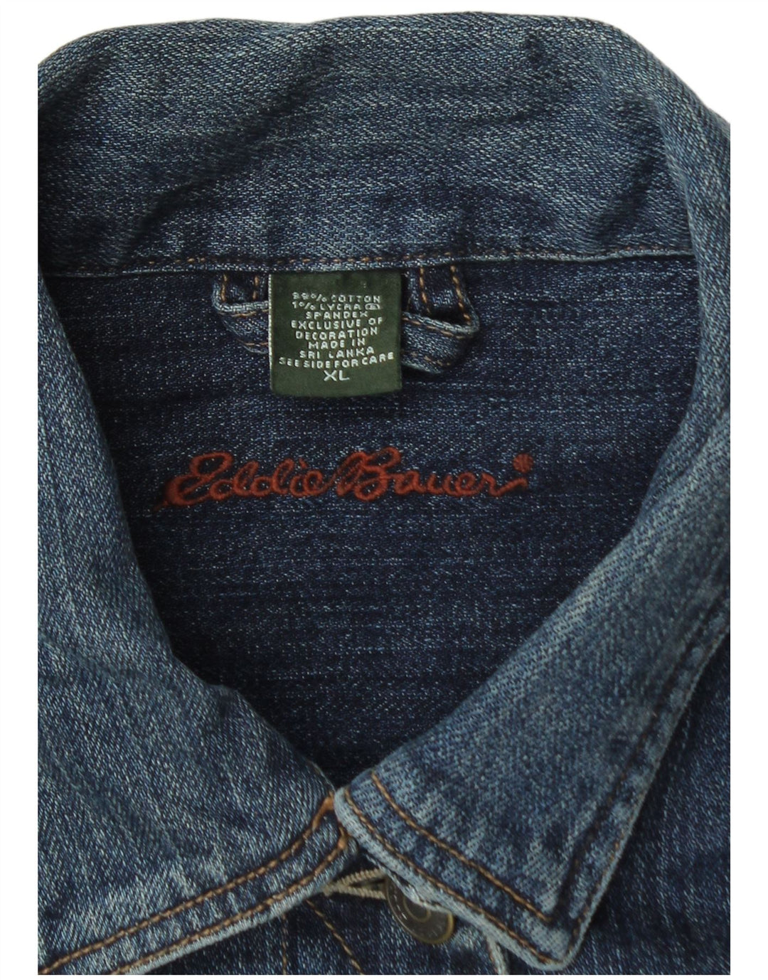 Jaqueta jeans feminina Eddie Bauer Reino Unido 18 XL azul marinho algodão