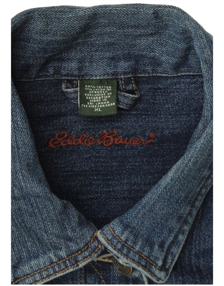 Jaqueta jeans feminina Eddie Bauer Reino Unido 18 XL azul marinho algodão