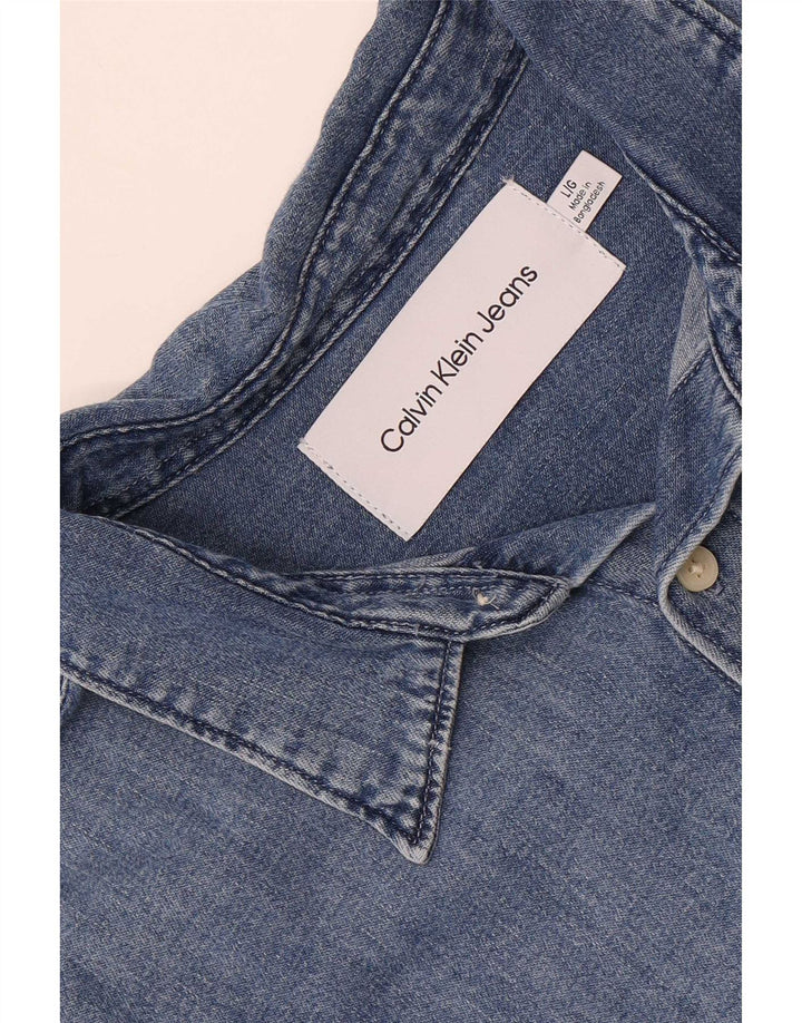 Camisa jeans masculina Calvin Klein Jeans grande azul
