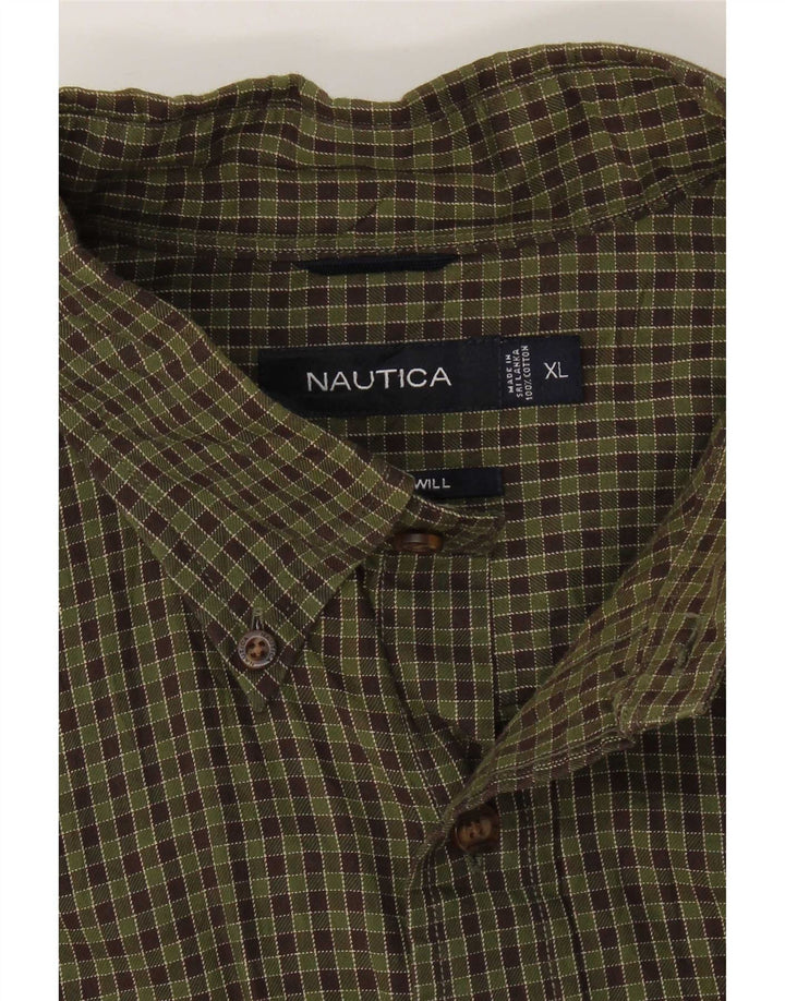Camisa masculina de flanela Nautica XL cáqui xadrez algodão