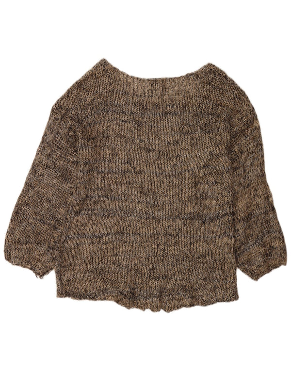 Suéter feminino Topshop com gola canoa Reino Unido 12 marrom médio manchado
