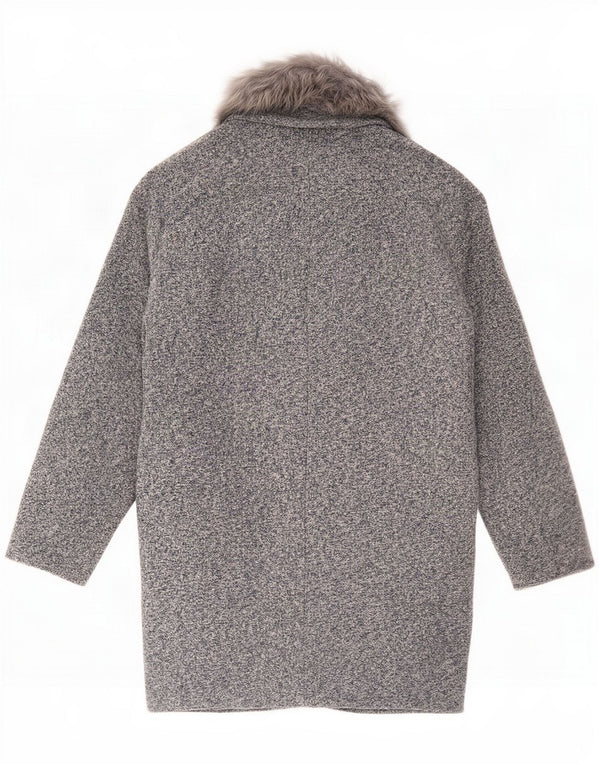Oasis Womens Oversized Overcoat UK 6 XS Azul Marinho Flecked