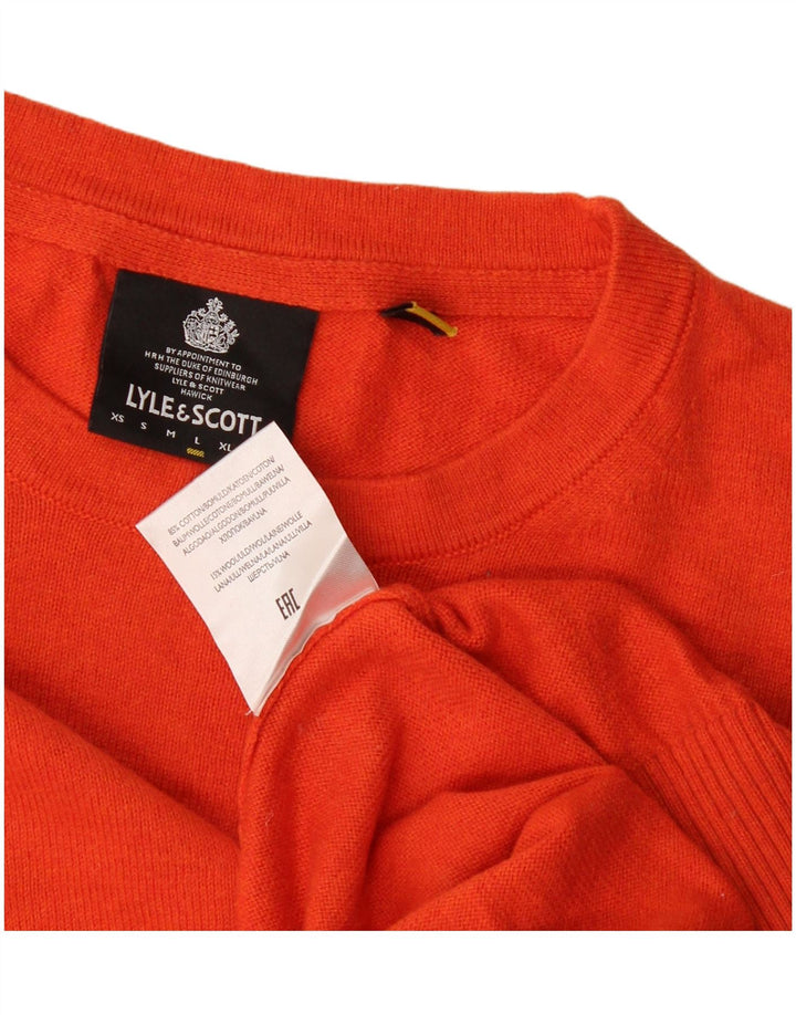Lyle & Scott Suéter masculino com gola redonda, grande algodão vermelho