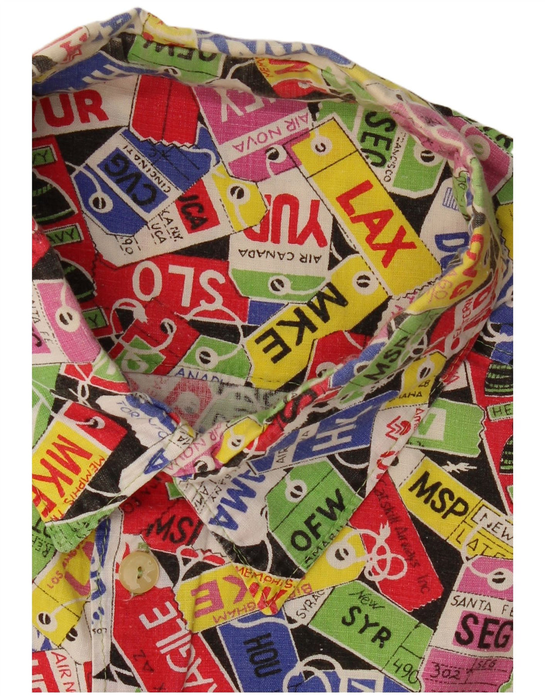 Camisa masculina VINTAGE de manga curta com padrão abstrato 2XL multicolorida