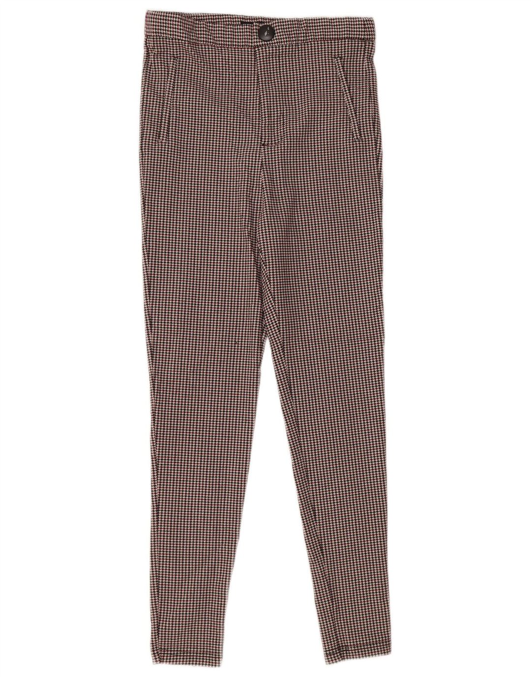 Calça skinny feminina Zara médio vermelho houndstooth poliéster
