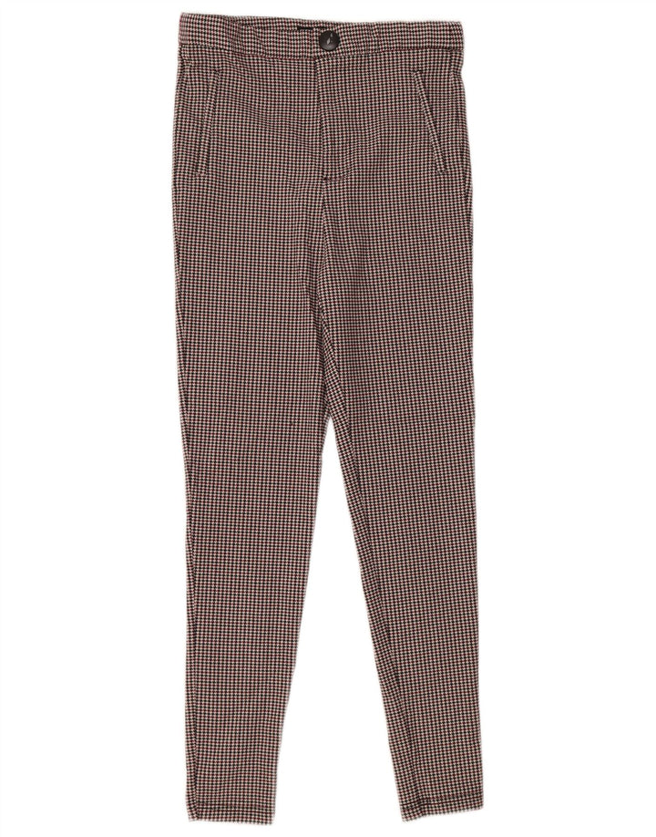Calça skinny feminina Zara médio vermelho houndstooth poliéster