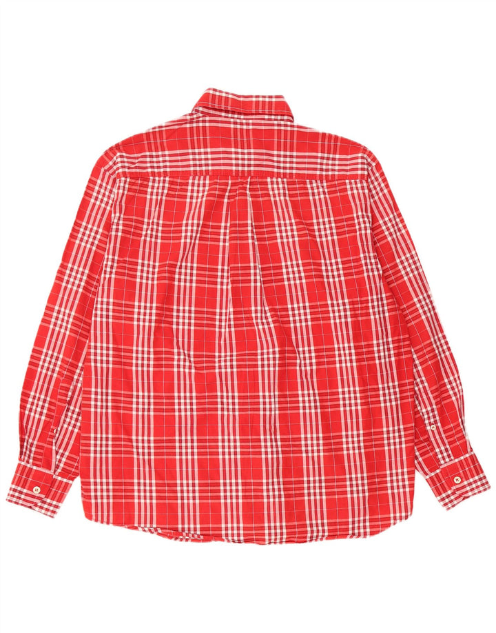Camisa masculina Wampum grande xadrez vermelha de algodão