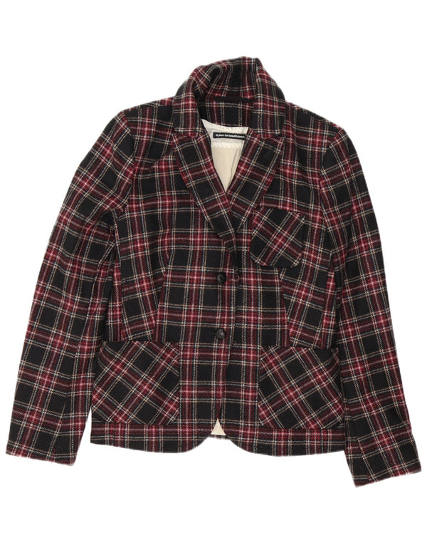 Jaqueta blazer feminina de 2 botões Drykorn US 4 pequena xadrez multicolorida