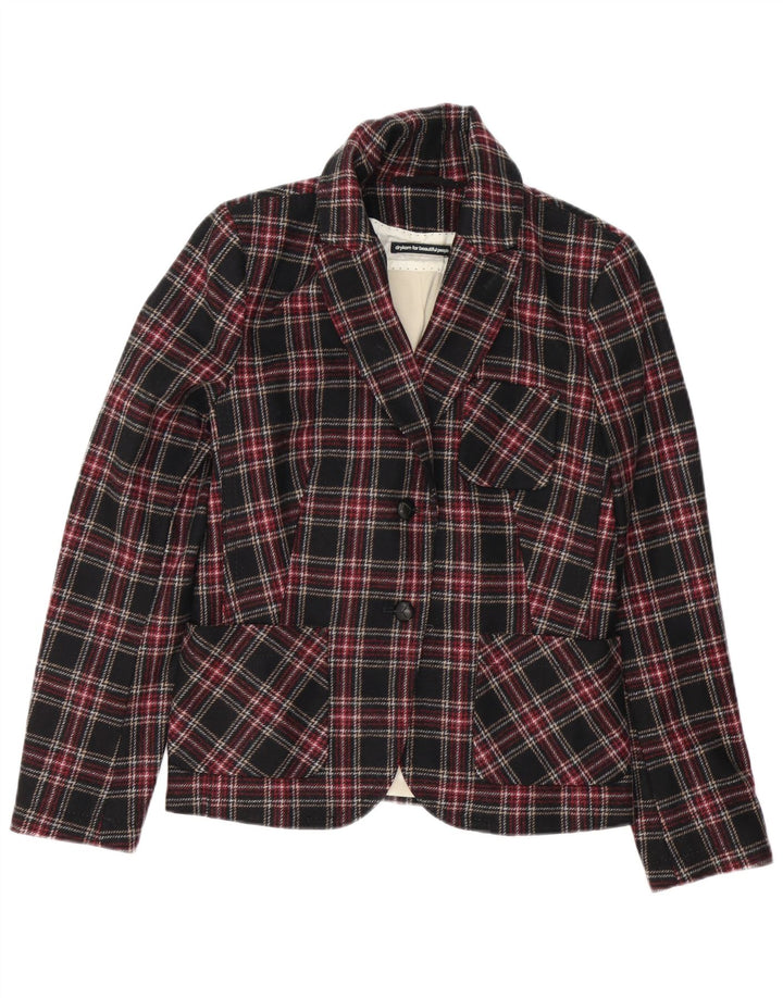 Jaqueta blazer feminina de 2 botões Drykorn US 4 pequena xadrez multicolorida
