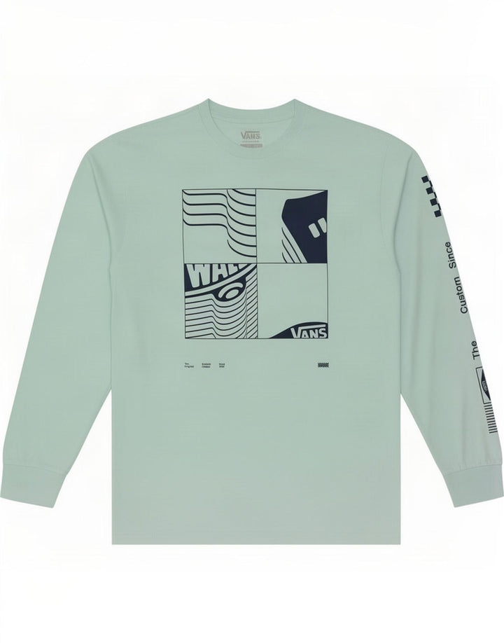 Vans Mens Classic Fit Graphic Top Manga Longa Médio Algodão Turquesa