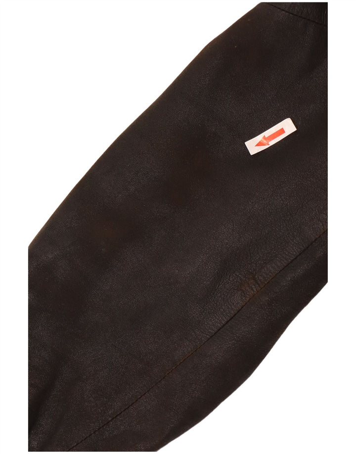 Jaqueta blazer feminina vintage de couro com 1 botão IT 42 médio preto