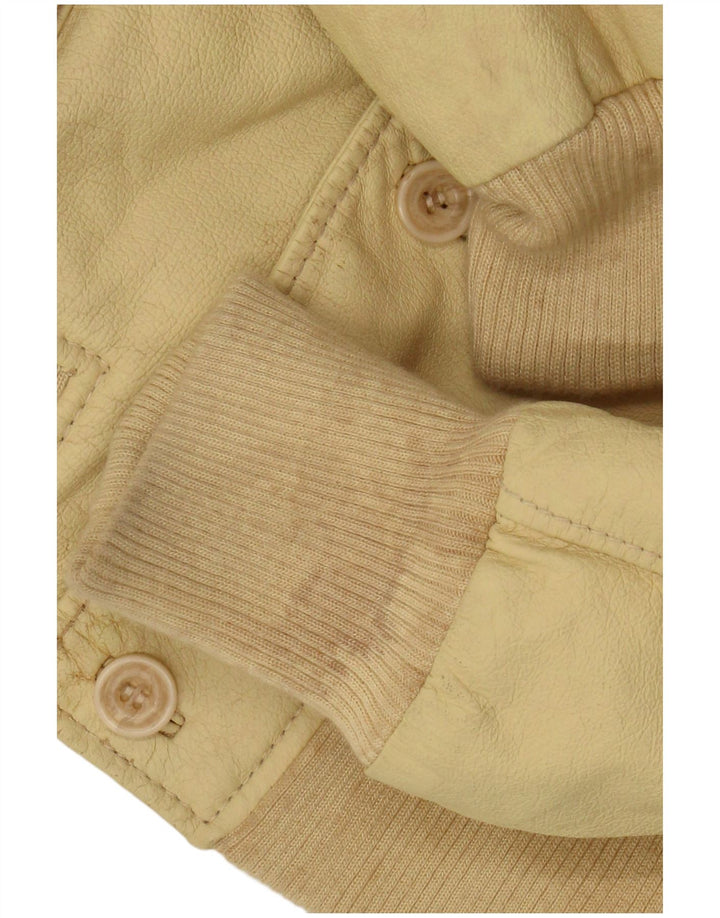 Jaqueta de couro masculina vintage IT 50 grande couro amarelo