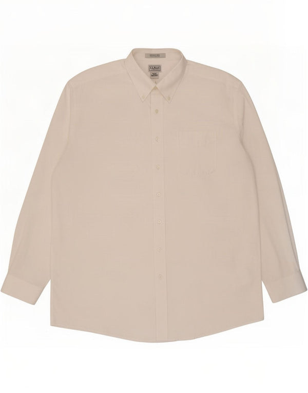 L.L.Bean Camisa masculina de ajuste tradicional tamanho 18 2XL algodão branco