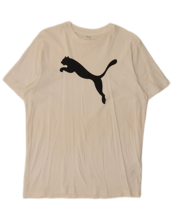 Puma Mens Graphic T-Shirt Top Médio Algodão Branco