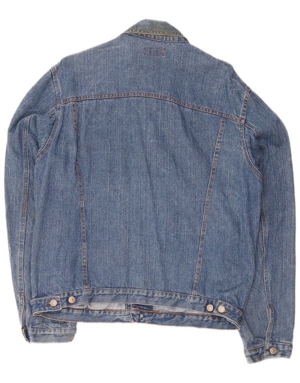 Jaqueta jeans feminina vintage UK 20 2XL algodão azul