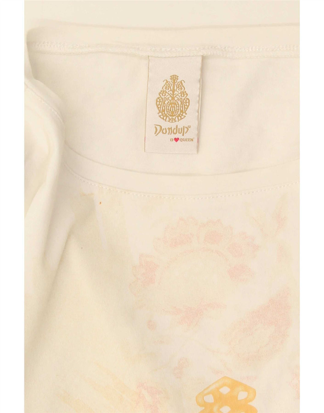 Camiseta Dondup Feminina Crop Graphic UK 12 Médio Branco