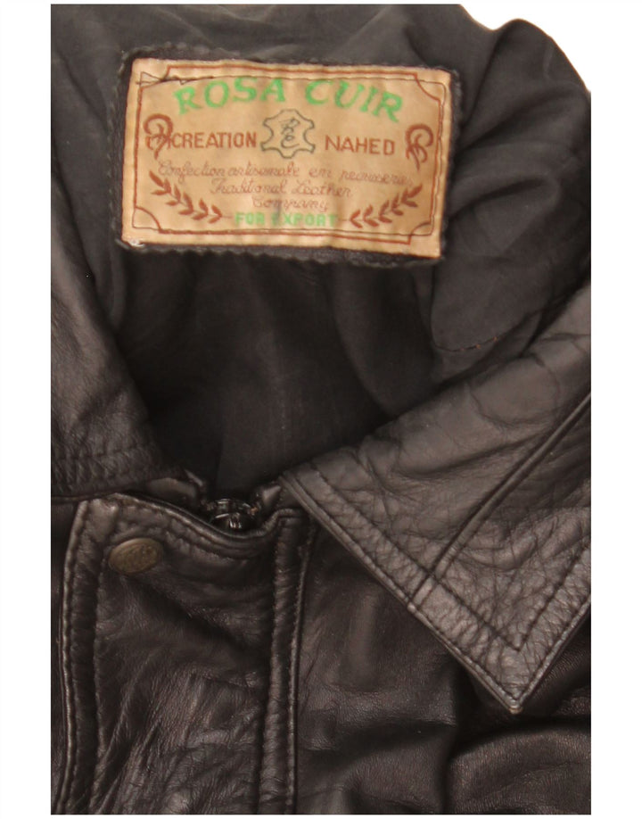 Jaqueta de couro masculina Rosa Cuir UK 40 grande couro preto