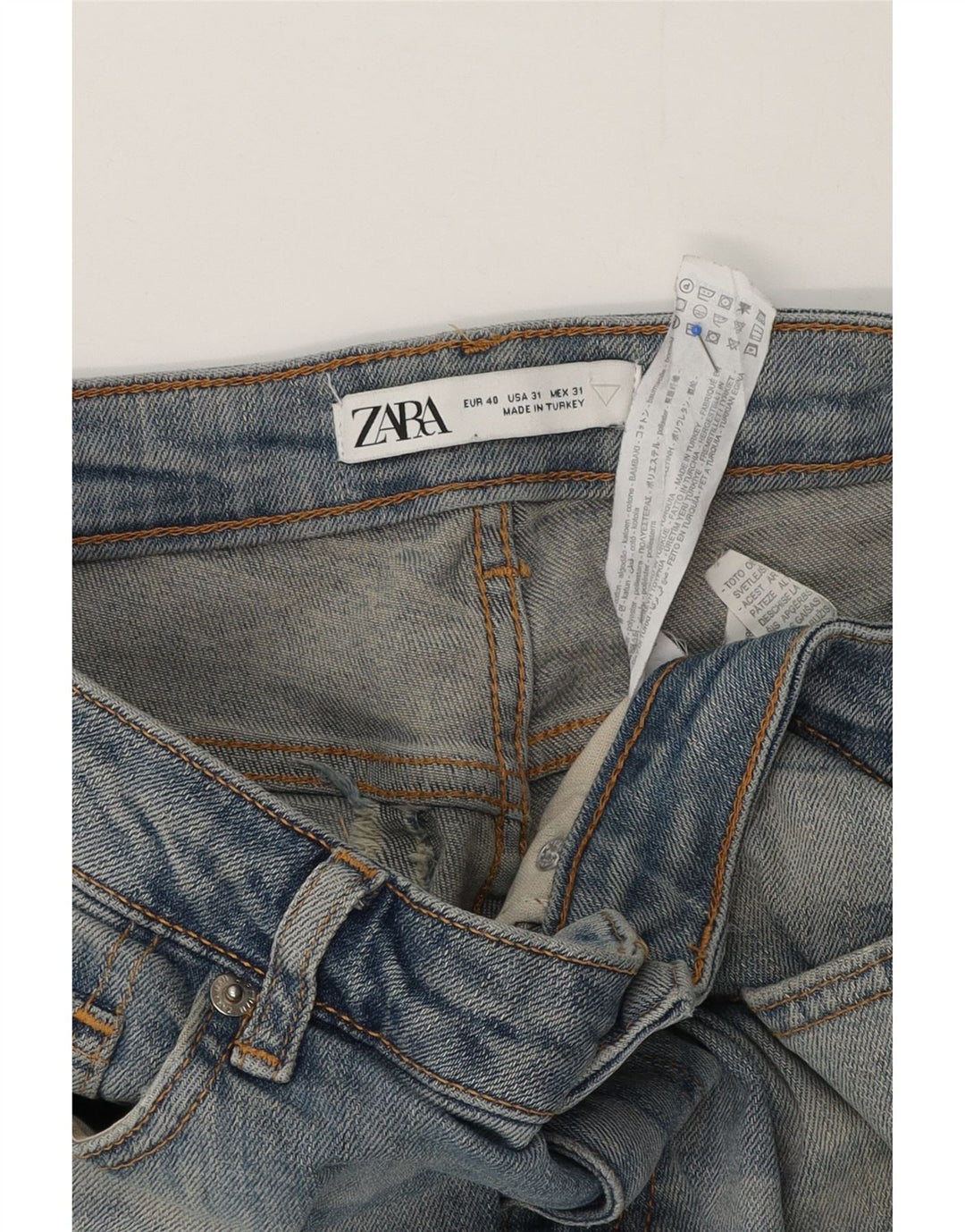 Zara Mens Distressed Slim Jeans EU 40 Médio W31 L29 Azul Algodão