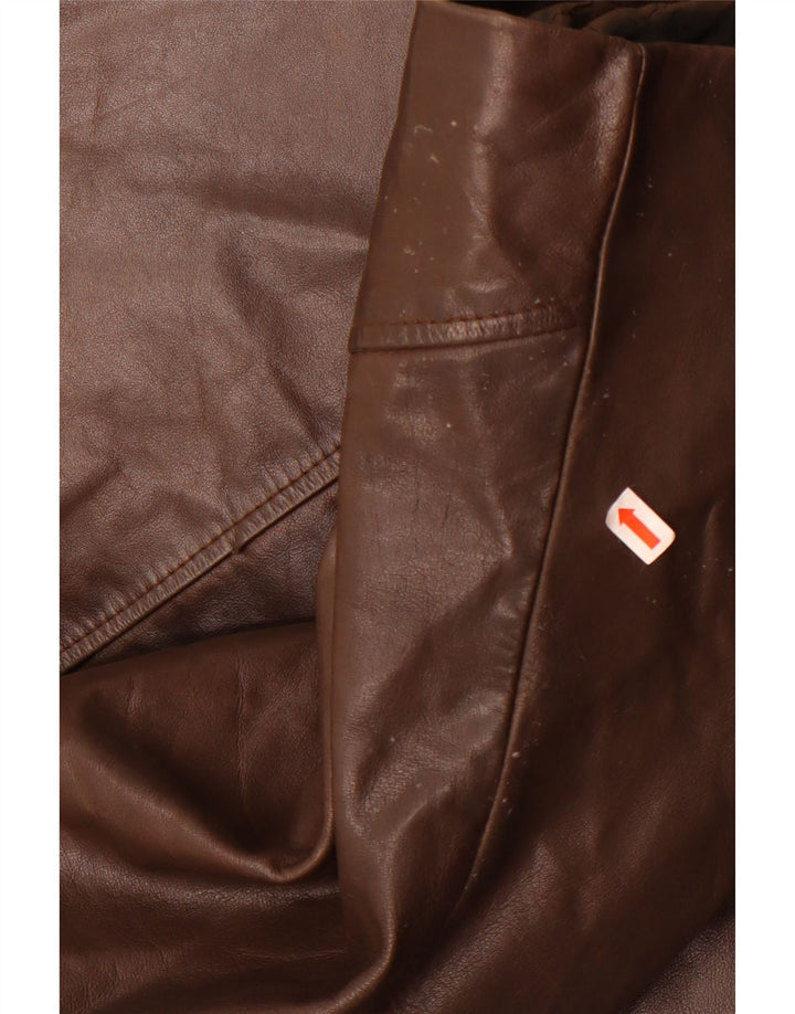 Jaqueta de couro masculina vintage UK 36 pequena marrom