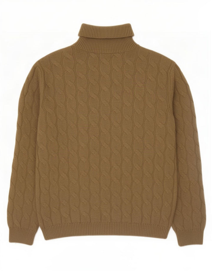 Suéter masculino Zara com gola redonda e acrílico grande cáqui