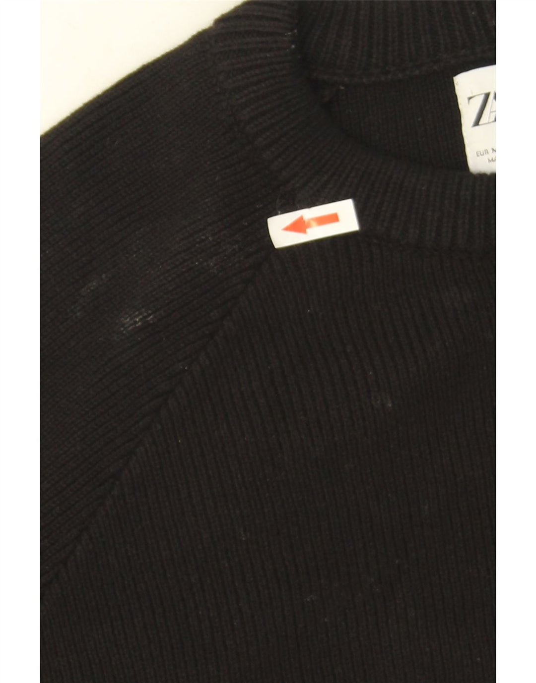 Zara Suéter masculino com gola redonda, algodão preto médio