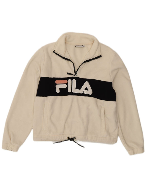 Suéter de moletom de lã oversized Fila feminino UK 6 XS branco esportivo