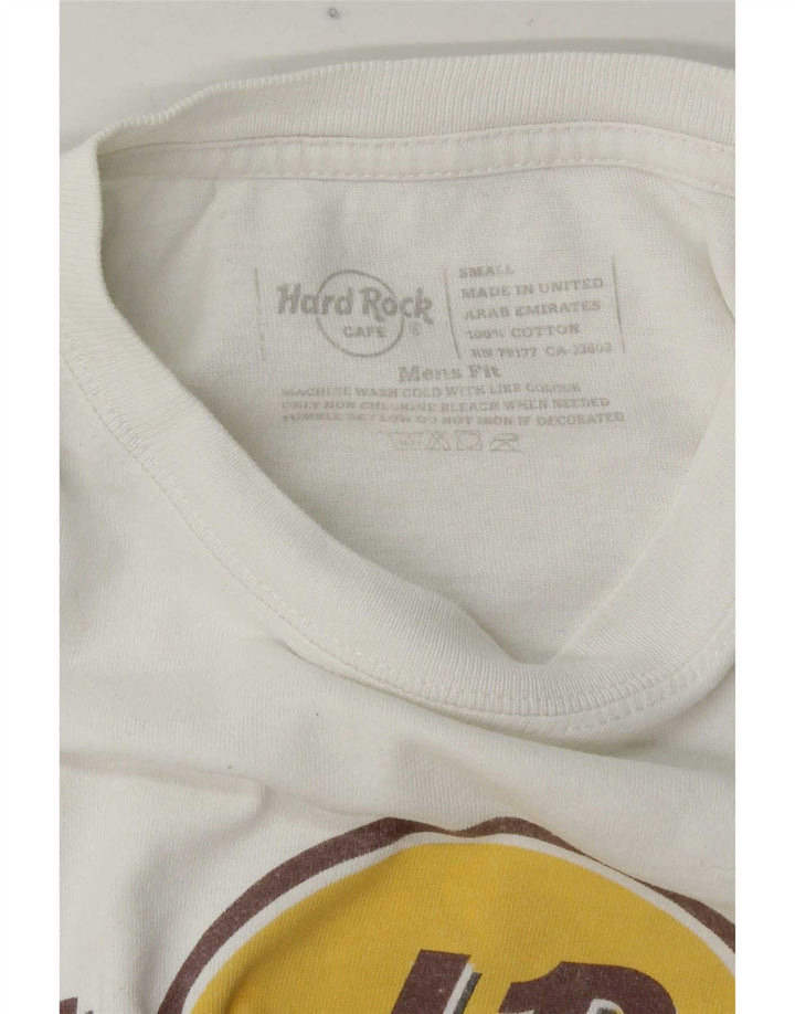 Camiseta masculina com estampa agradável do Hard Rock Cafe, top pequeno de algodão branco