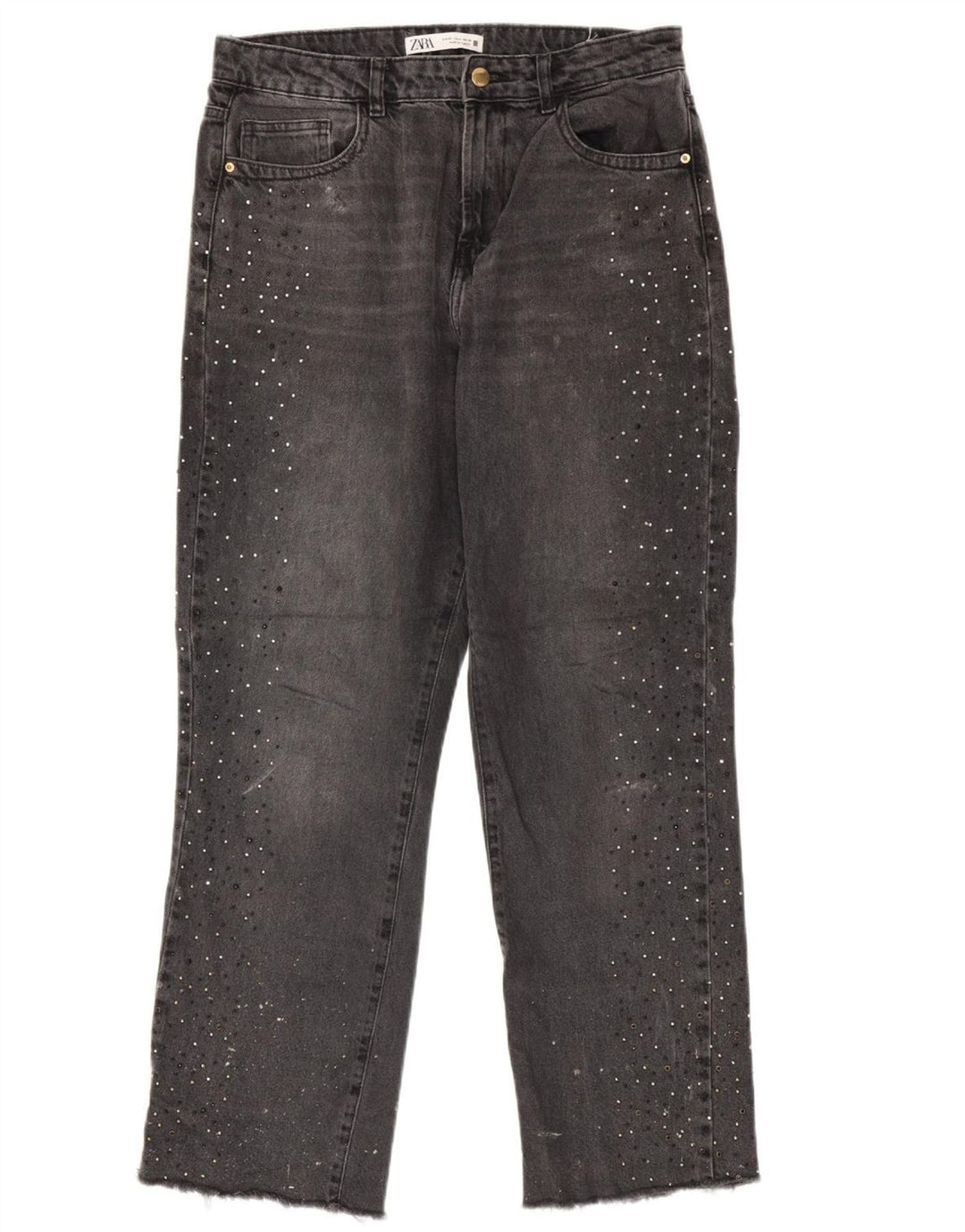 ZARA Jeans retos femininos EU 40 médio W30 L29 cinza