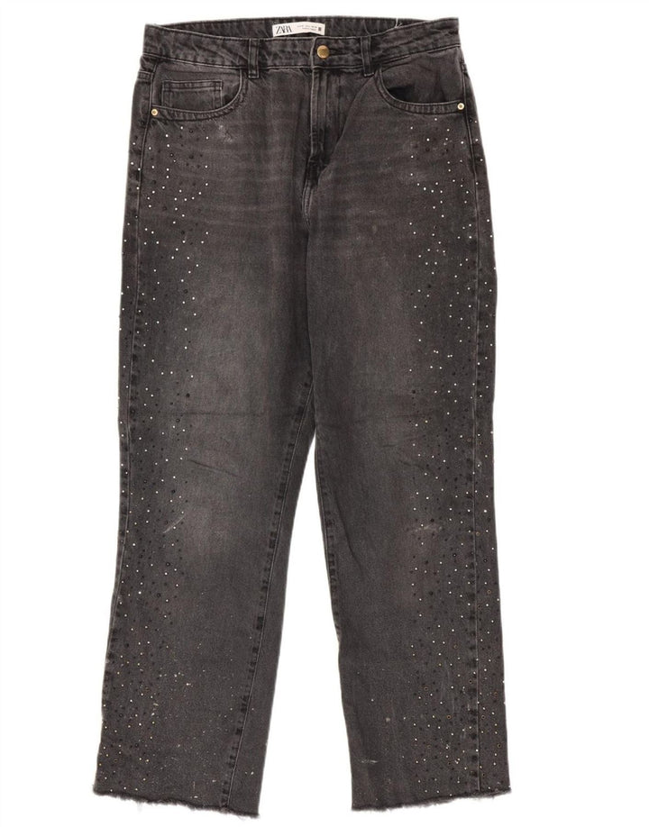 ZARA Jeans retos femininos EU 40 médio W30 L29 cinza