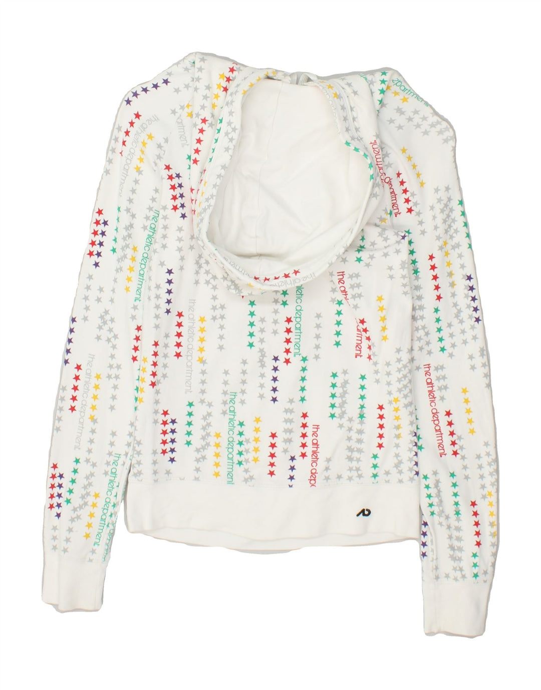 NIKE Womens Abstract Pattern Hoodie Jumper UK 4/6 XS White Cotton | Vintage Nike | Thrift | Second-Hand Nike | Used Clothing | Messina Hembry 